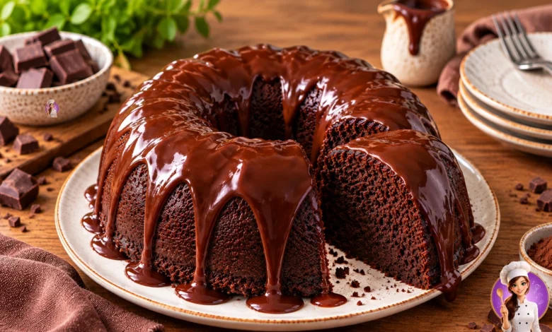 Bolo de chocolate de microondas com cobertura cremosa de chocolate