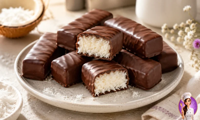 Barra de Prestígio Caseiro com recheio de coco e cobertura de chocolate