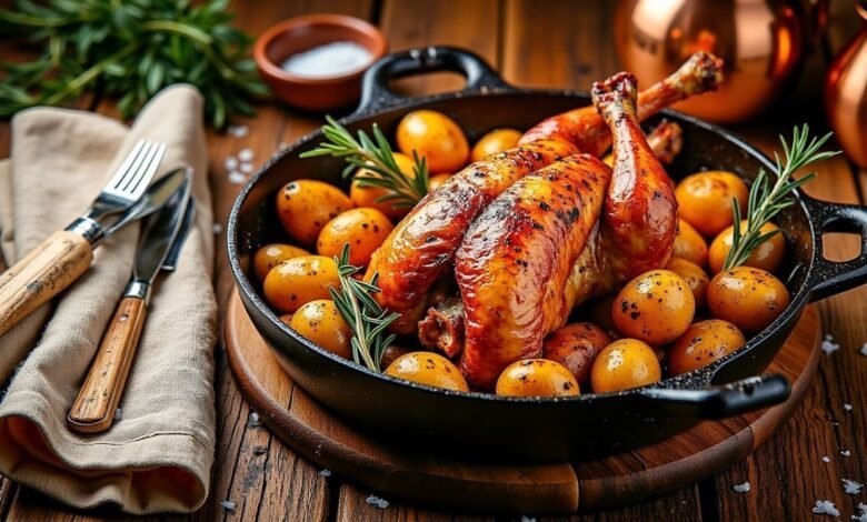 Frango Assado com Batatas e Alecrim