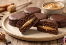 Pão de mel econômico recheado com doce de leite e coberto com chocolate