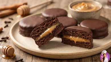 Pão de mel econômico recheado com doce de leite e coberto com chocolate