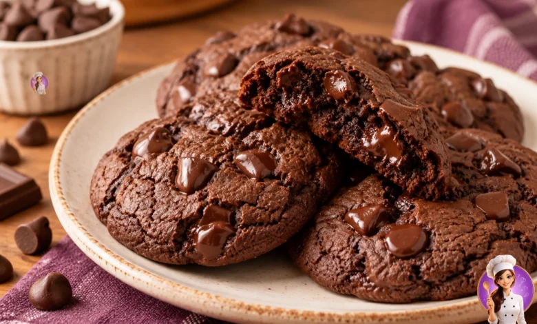 Cookie de chocolate com gotas de chocolate e centro macio