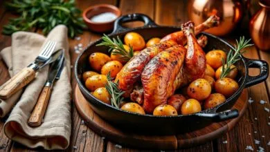 Frango Assado com Batatas e Alecrim